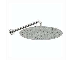 ENKI, RA071, Contemporary Wall Fixed Round Ultra Slim Stainless Steel Shower Head 16" with Shower Arm - Chrome