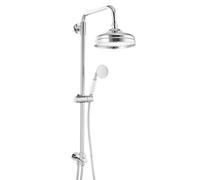 ENKI RG018 Carre Round Modern Rigid Riser Kit, Stainless Steel, Rainfall