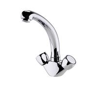 Enki Richmond Chrome Classic Farmhouse Solid Brass Swivel Spout Drip-Free Compression Valves Kitchen Sink Mixer Tap