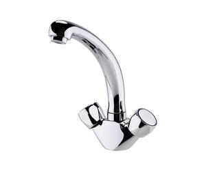 ENKI, Richmond, KT022, Chrome, Kitchen Basin Sink Mixer Taps, Round Knobs Solid Brass, Easy Clean, Traditional Design, Easy to Install, 1-Year Guarantee
