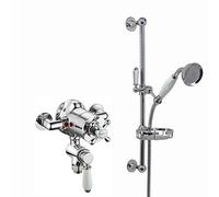 ENKI SH0539 Downton Thermostatic Exposed Basket Slider Rail Kit, Chrome
