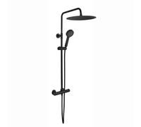 ENKI SH0616 Dune 400mm Thermostatic 40cm Riser Rail Kit, Matt Black | Solid Brass, Swivel Spout, Rainfall, 1-Year Guarantee, Rainfall Shower Head, Handset & Hose, Shower Mixer Set, Bathroom