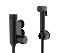 ENKI SH0625 Vero Thermostatic Round Douche Shower Kit, Matt Black, Rainfall