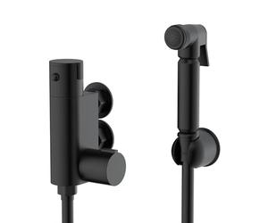 ENKI SH0625 Vero Thermostatic Round Douche Shower Kit, Matt Black, Rainfall