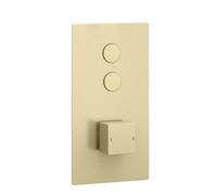 Enki Spello Brushed Brass Modern Bathroom Wall Mounted Square Concealed Dual Push Button 2 Outlet Thermostatic Shower Mixer Valve