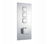 Enki Spello Chrome Modern Bathroom Brass Concealed Thermostatic Wall Mounted Square Button 3-Outlet Triple Valve Shower Mixer Unit