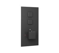 Enki Spello Matt Black Modern Bathroom Brass Concealed Thermostatic Wall Mounted Square 2-Outlet Twin Valve Shower Mixer Unit
