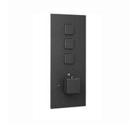 Enki Spello Matt Black Modern Bathroom Brass Concealed Thermostatic Wall Mounted Square 3-Outlet Triple Valve Shower Mixer Unit