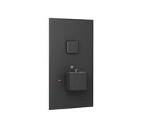 Enki Spello Matt Black Modern Bathroom Brass Concealed Thermostatic Wall Mounted Square Single Outlet Triple Valve Shower Mixer