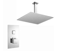 ENKI, Spello, SH0021, Square Thermostatic Concealed Shower Set, Large 400mm Ultra Slim Ceiling Mounted Shower Head, Chrome