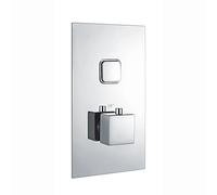 ENKI, Spello, TSV001, Thermostatic Concealed Shower Valve with Push Button, Twin Square Taps with Single Outlet, Modern Shower Valve, Chrome