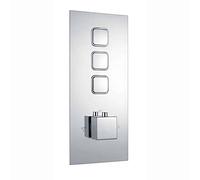 ENKI, Spello, TSV017, Thermostatic Concealed Shower Valve with Push Buttons, Triple Square Taps with Three Outlets, Modern Shower Valve, Chrome