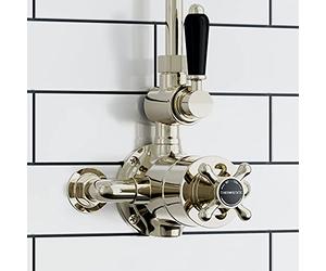 ENKI T90 Downton Thermostatic Traditional Exposed Shower Valve, Black