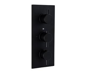 ENKI TSV025 Naples Thermostatic Concealed Shower Valve, Matt Black, Mixer | Solid Brass, 10-Year Guarantee, Easy Install, Fittings Included, Rainfall, Wall Mounted, Modern Bathroom, Brass Body