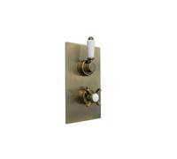 ENKI TSV065 Edwardian Thermostatic Concealed Shower Valve, Antique Brass | Twin Diverter Valve with 2 Outlets, Solid Brass, 1-Year Guarantee, Easy Install, Fittings Included, Brass Body