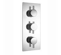 ENKI TSV068 Naples Thermostatic 2 Outlet Concealed Shower Valve, Chrome | Solid Brass, 10-Year Guarantee, Easy Install, Fittings Included, Rainfall, Wall Mounted, Modern Bathroom, Brass Body