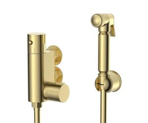 ENKI, Vero, SH0626, Brushed Brass Round Douche Thermostatic Bar Valve with Shower Spray Kit, Anti-Scald Device, Constant Temperature 38 Degrees, 1-Year Guarantee