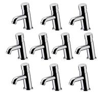 ENKI, Vision, BT4300X10, 10 Pack of Self Closing Non Concussive Basin Tap Modern, for Pre-Mixed Water, Hot or Cold, Commercial Use, Adjustable Shut Off Time, Chrome
