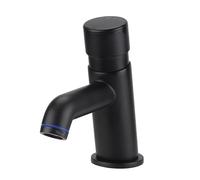 ENKI, Vision, BT4400, Self Closing Non Concussive Basin Tap Modern, for Pre-Mixed Water, Hot or Cold, Commercial Use, Adjustable Shut Off Time, Black