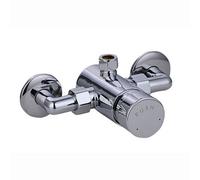 Enki Vision Chrome Modern Bathroom Solid Brass Self-Closing Time & Temp Adjustable Non-Concussive Exposed Shower Mixer Valve Tap