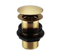 Enki, W17, Brushed Brass, Unslotted, Standard 1.1/4" Connection Pop Up Basin Waste Sink Plug, Push Button Click Clack, Durable