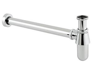 ENKI, W21, Chrome, Round Wash Basin Bottle Trap Waste, Modern Design, Solid Brass, Easy Clean & Easy to Install, Standard UK Fitting