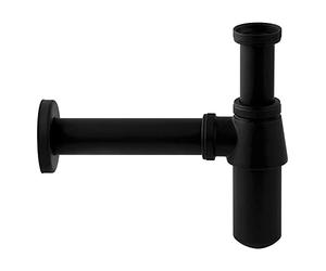 ENKI, W23, Matte Black, Round Wash Basin Bottle Trap Waste, Modern Design, Solid Brass, Easy Clean & Easy to Install, Standard UK Fitting