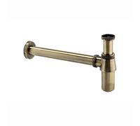 ENKI W27 Bottle Trap Round Traditional Basin Waste, Antique Brass, Pop Up