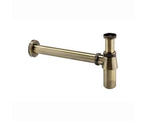 ENKI W27 Bottle Trap Round Traditional Basin Waste, Antique Brass, Pop Up