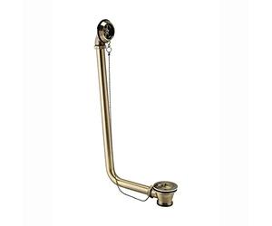 ENKI, W38, Traditional Exposed Bath Retainer Waste with Ball Chain Plug and Overflow, Antique Brass, Aged Brass Look