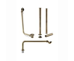 ENKI, W51, Antique Brass Traditional Freestanding Roll Top Bath Pack, Shallow Seal Trap, Exposed Retainer Waste, Legs with Adjustable Shrouds