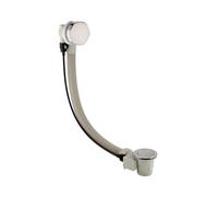 ENKI, W55, Brushed Nickel Bath Waste with Overflow and Nickel Pop Up Waste, Suitable for Thick Baths 5-25mm, Brushed Steel