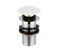 ENKI, W61, Pop Up Basin Waste with Ceramic Cap Round Un-Slotted, White
