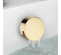 ENKI, W87, Slimline Round Cascade Waterfall Freeflow Bath Filler Waste and Overflow, Bath Filler Tap, with Click Clack Bath Waste, Brushed Brass