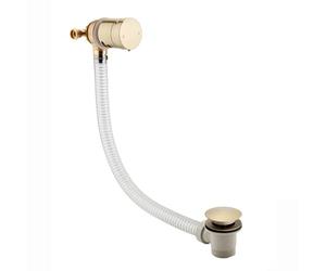 ENKI, W92, Bath Filler Waste and Overflow, Bath Filler Mixer Tap, Temperature Control and Clicker Waste, Click Clack, Brushed Brass