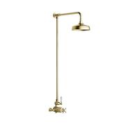 ENKI, Windsor, SH0631, Traditional Thermostatic Victorian Shower, Large Rainshower Head, Brushed Brass, Traditional Shower Valve Style