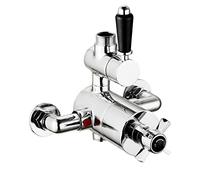 ENKI, Windsor, T118, Single Outlet, Twin Thermostatic Exposed Shower Valve, Chrome Shower Tap Attachment for Bathroom Shower, Traditional Shower Valve Style