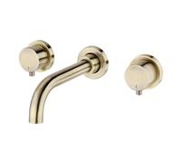 ENKI, Zara, BT2005, Antique Brass, Wall Mounted Basin Mixer Tap, Twin Levers, 3 Hole, Solid Brass, Easy Clean, Modern Design, Easy to Install, 1-Year Guarantee
