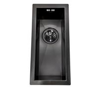 Enki, Zero, Ks034, Black Stainless Steel Kitchen Sink 0.5, Undermount Or Topmount Fitting Into Sink Unit, Small Sink Bowl