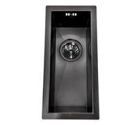 ENKI, Zero, KS034, Gunmetal Black Stainless Steel Kitchen Sink 0.5, Undermount or Topmount Fitting into Sink Unit, Small Sink Bowl, Kitchen Essential