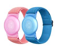 enkic 2 Pack Elastic Strap for AirTag Kids, Adjustable Bracelets Compatible with Apple AirTag Finders Watch Bands, Soft Nylon Loop Wristband for AirTag GPS Tracker Case Cover Child Boys Girls