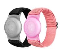 enkic 2 Pack Elastic Strap for AirTag Kids, Adjustable Bracelets Compatible with Apple AirTag Finders Watch Bands, Soft Nylon Loop Wristband for AirTag GPS Tracker Case Cover Child Boys Girls