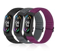 Enkic Elastic Adjustable Watch Straps - Compatible with Xiaomi Mi Band 7/6/5 - Stretchy Nylon Loop Replacement Sport Wristband for Women & Men