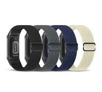 enkic Elastic Nylon Bands Compatible with Fitbit Charge 6/Charge 5 Bands, 4 Pack Soft Adjustable Stretchy Strap Breathable Sport Loop Replacement Wristband for Fitbit Charge 5/Charge 6 Men Women