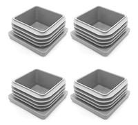 Enkotrade 4 Lamellar Plugs Grey for Square Pipes, 55 x 55 mm, Pipe Cover Made of High-Quality Polyethylene Plastic, Plugs, End Plugs, Caps, Gliders, Pipe Plugs, Square