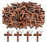 Enkrio 150PCS Mini Wood Cross Charm Small Wooden Crosses Pendants for Crafts Natural Wooden Cross Charms for Jewelry Making Easter Rosary