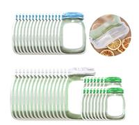 Enkrio 45 Pack Mason Bottle Shape Reusable Storage Bags Airtight Freezer Bags Seal Snack Bag for Food Travel Home Organization (15S 15M 15L)