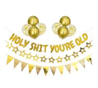 ENKU Funny Holy Shit You're Old Adults Happy Birthday Banner 50th For Men Balloons For Birthday Party Decorations 60th Birthday Decorations 70th