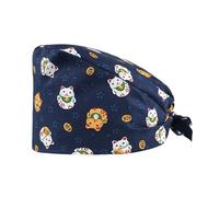 Enkudc Cute Printed Working Cap Bouffant Turban Cap with Sweatband Adjustable Tie Back Hats for Women/Men