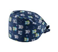 Enkudc Cute Printed Working Cap Bouffant Turban Cap with Sweatband Adjustable Tie Back Hats for Women/Men